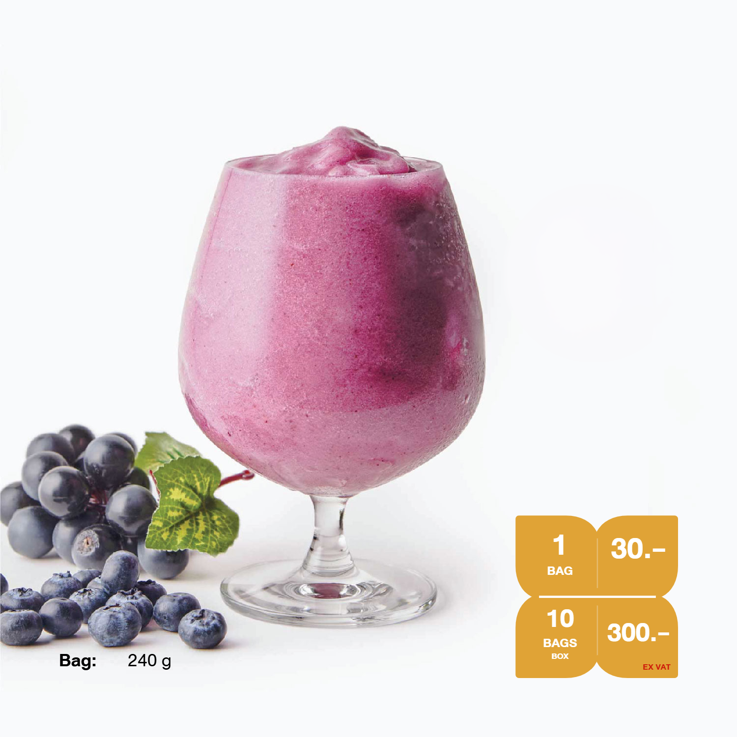 สมูทตี้แช่แข็ง SYNOVA : น้ำบลูเบอร์รี่องุ่นสมูทตี้ (ยกกล่อง)